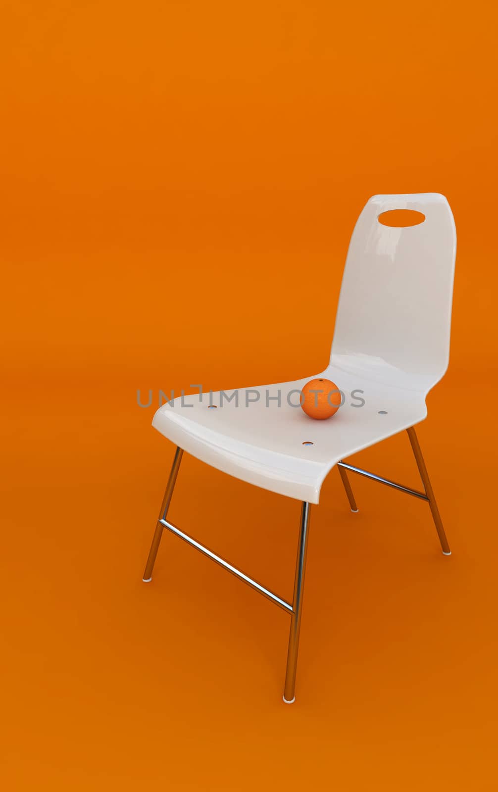 White chair with an orange on orange background