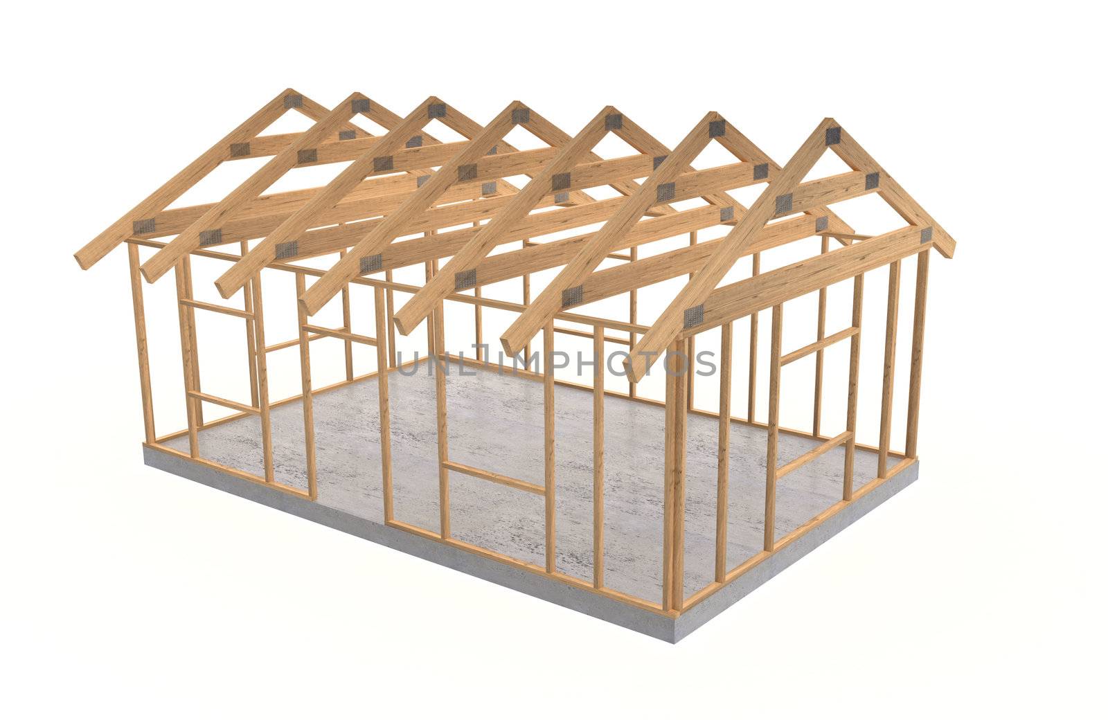 wooden framework on small basic house