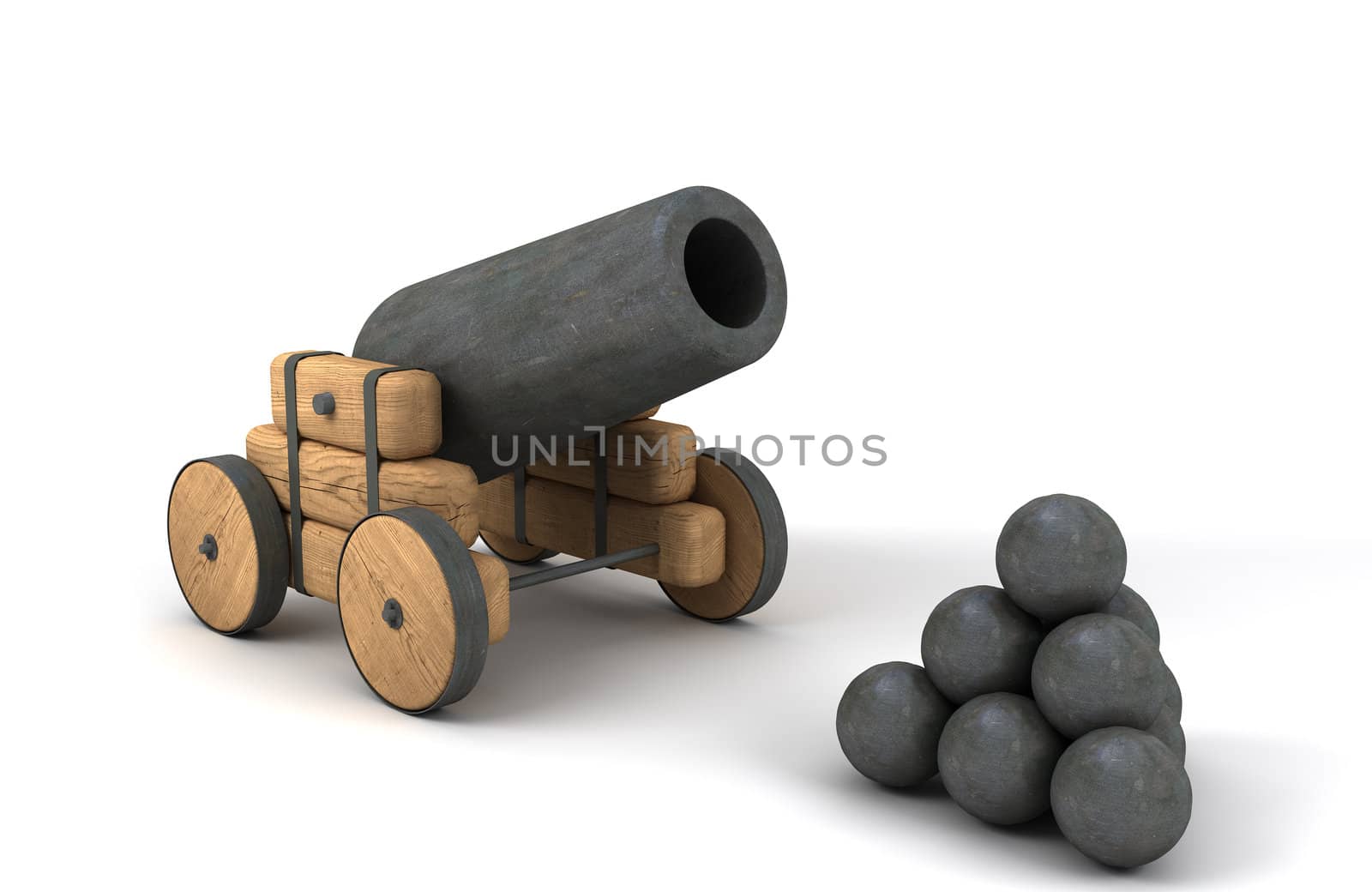 Vintage cannon. 3d render