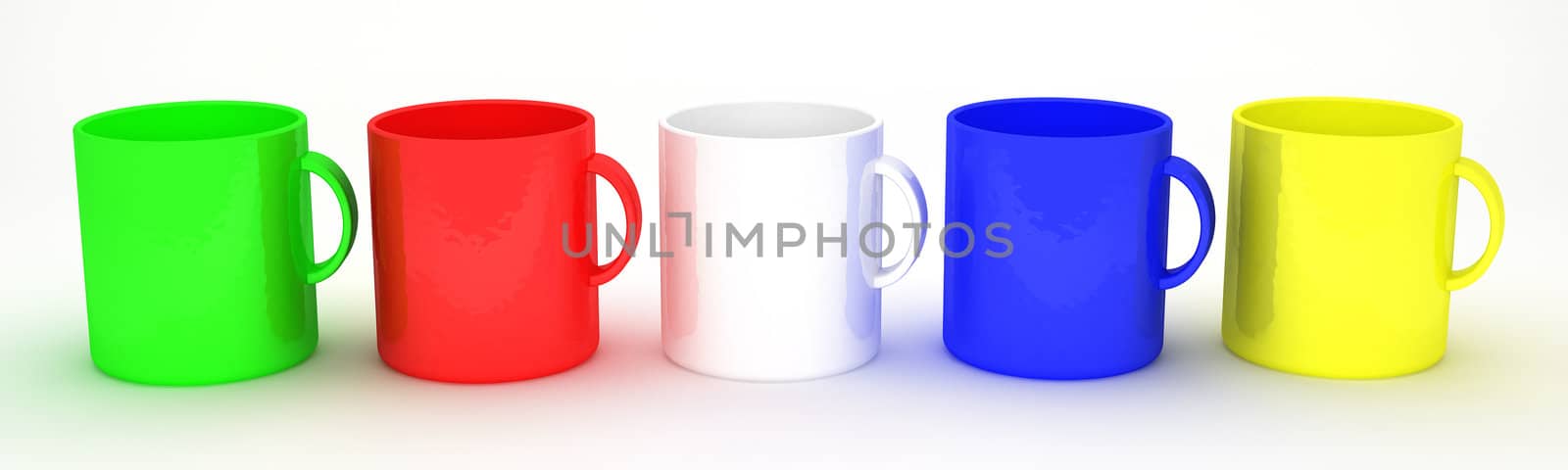 colorful blank mugs
