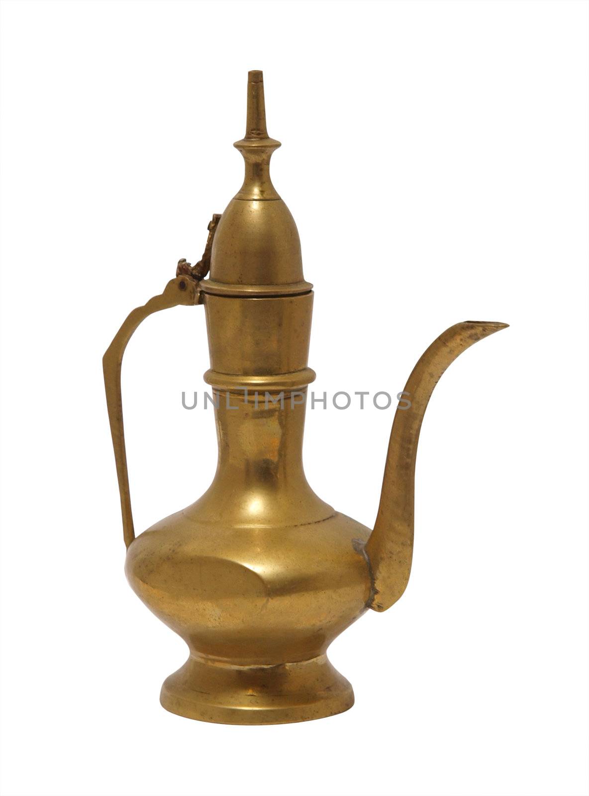 Brass Aladdin Lamp isolated with clipping path
      