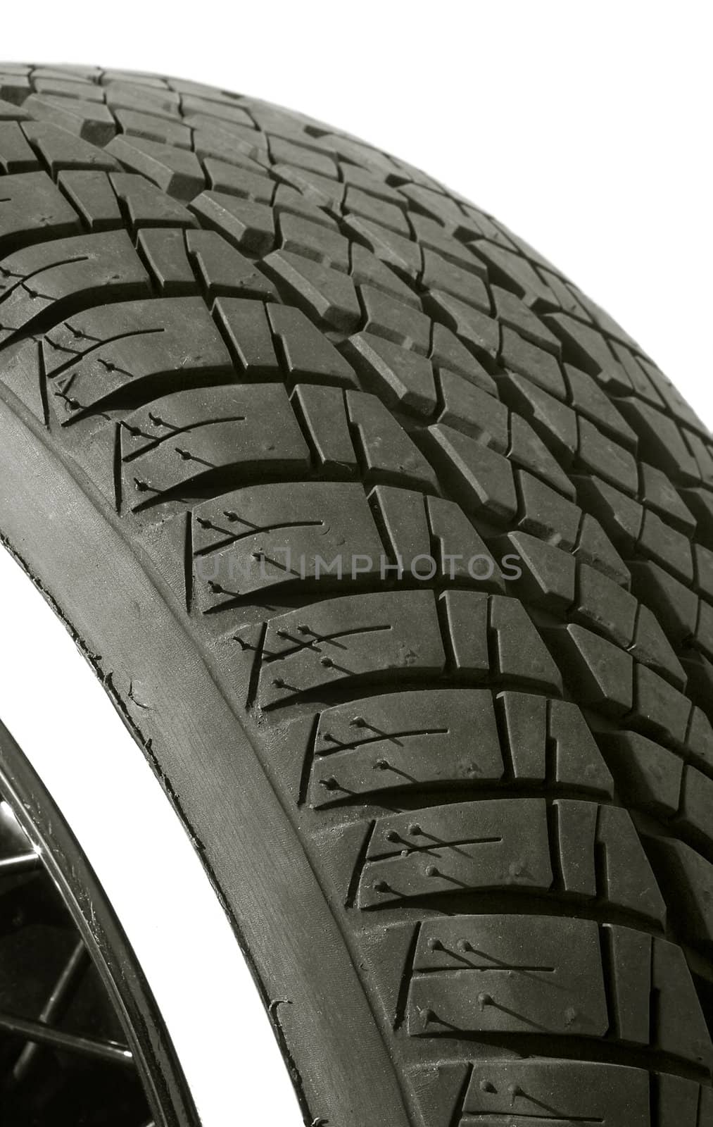 isolated white walled tire tread close-up