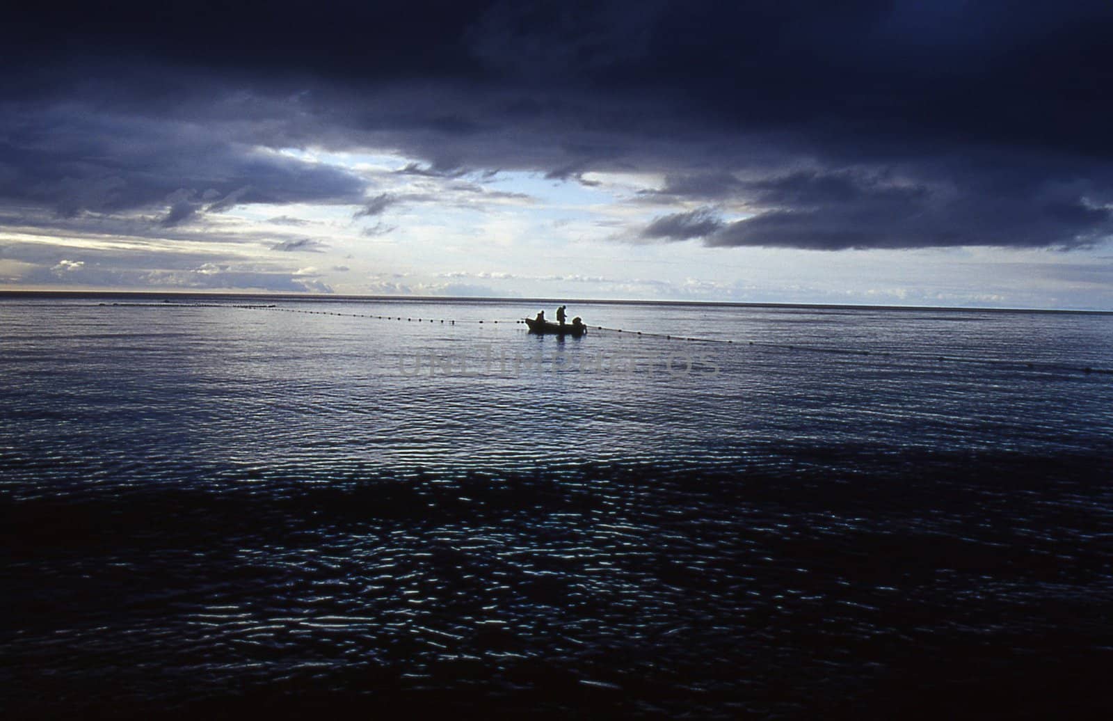 Landscapes of Sakhalin, boat in the sea