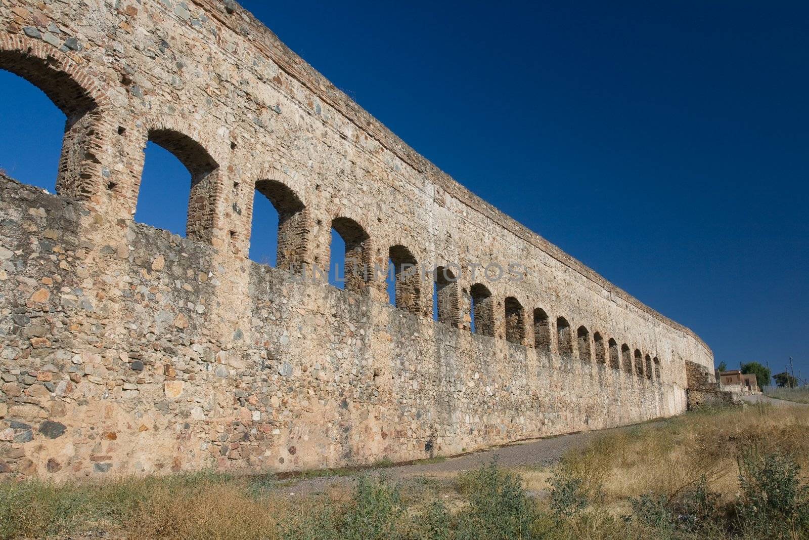 San Lazaro's aqueduct from Roman epoch placed on ancient Roman province Lusitania