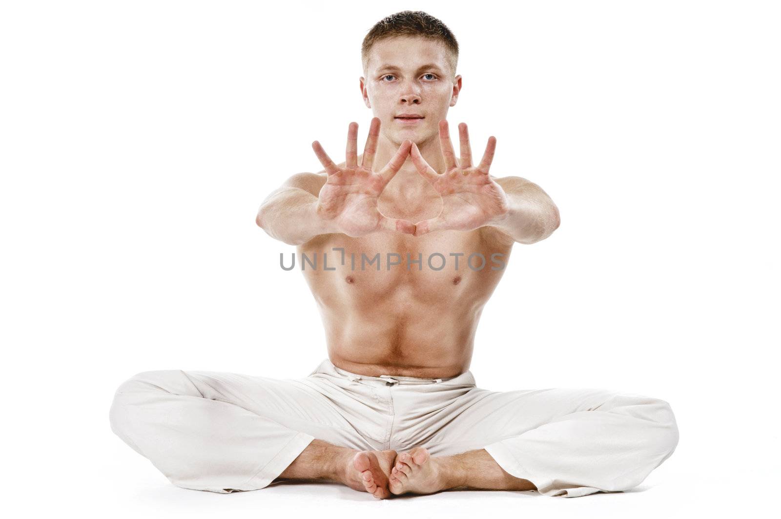 Bodybuilder isolated on the white background