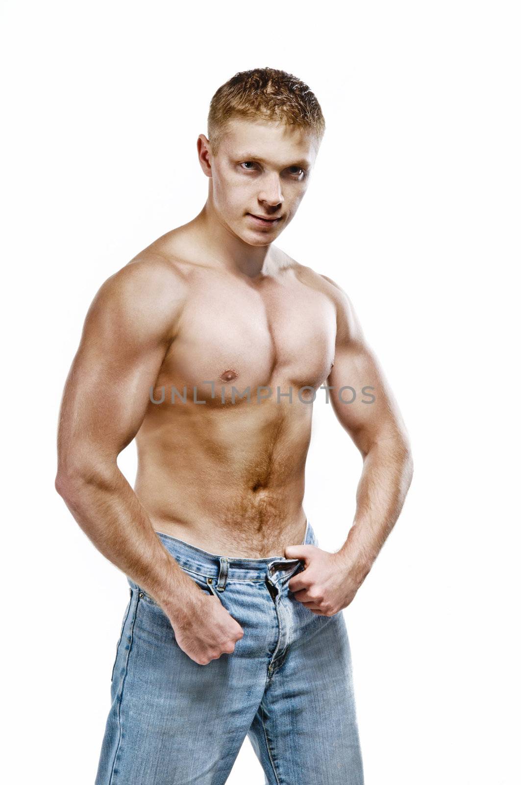 Beautiful male body-isolated on white background