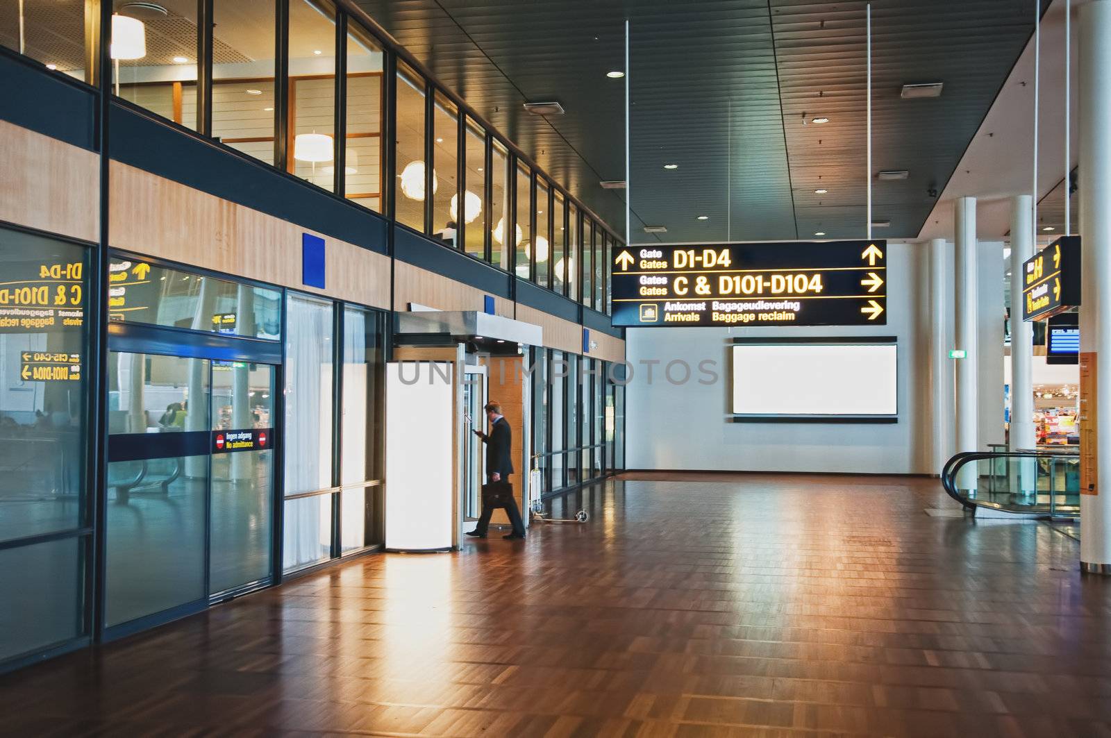 Flight information arrival departure board in international airport