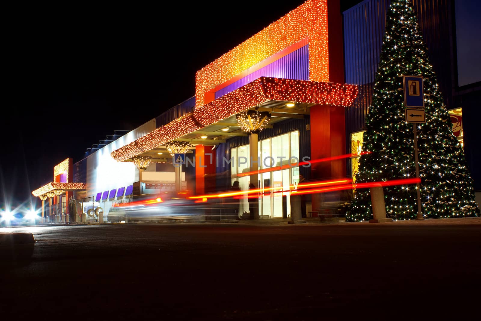 Christmas decorated shopping center, Jihlava Czech Republic