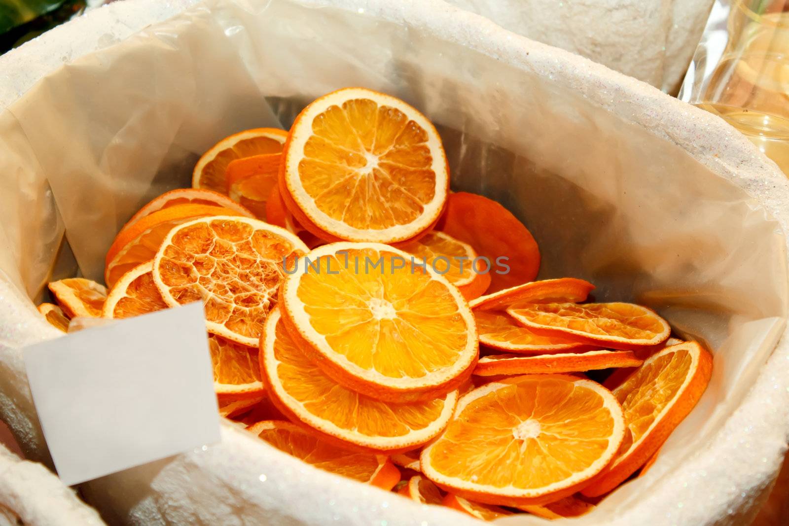 detail of christmas decoration - dried orange slices