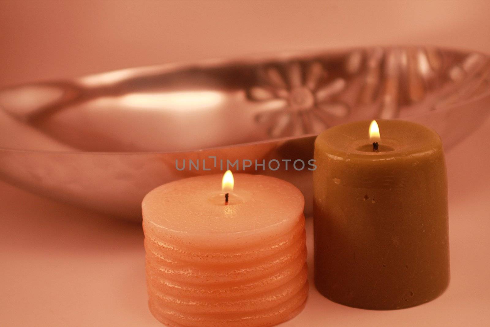 Holiday Candles with Shiny Dish by knktucker