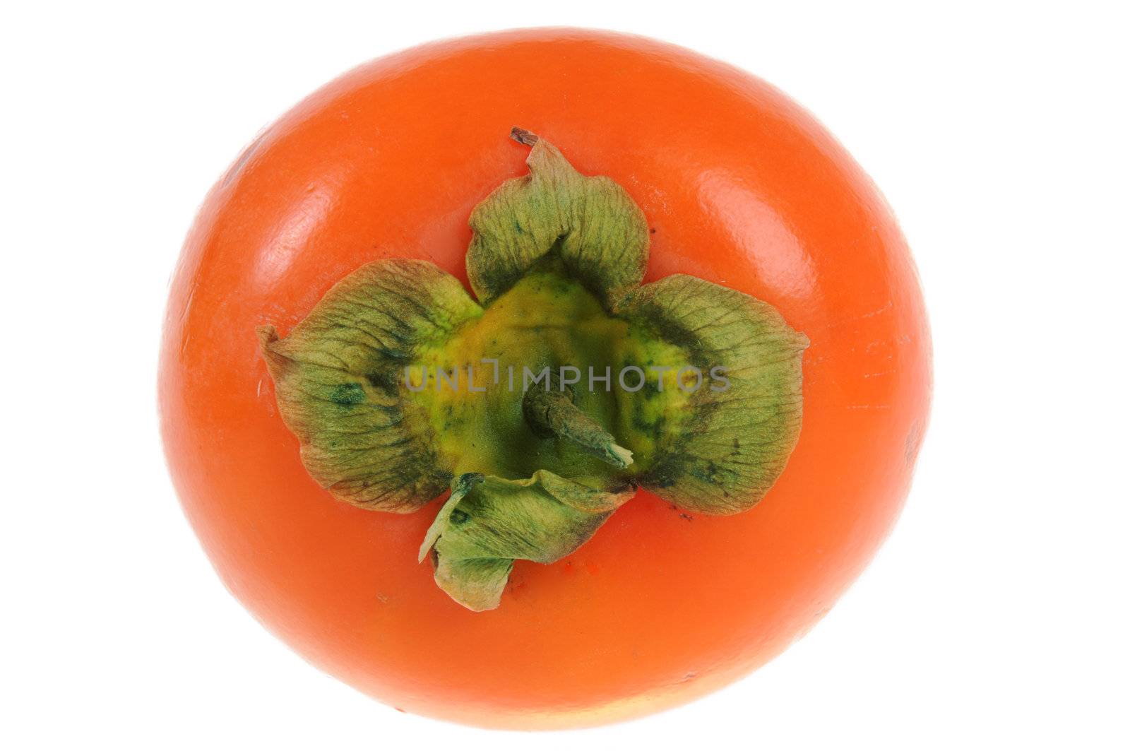 Persimmon fruit also known as khaki or sharon isolated on white background