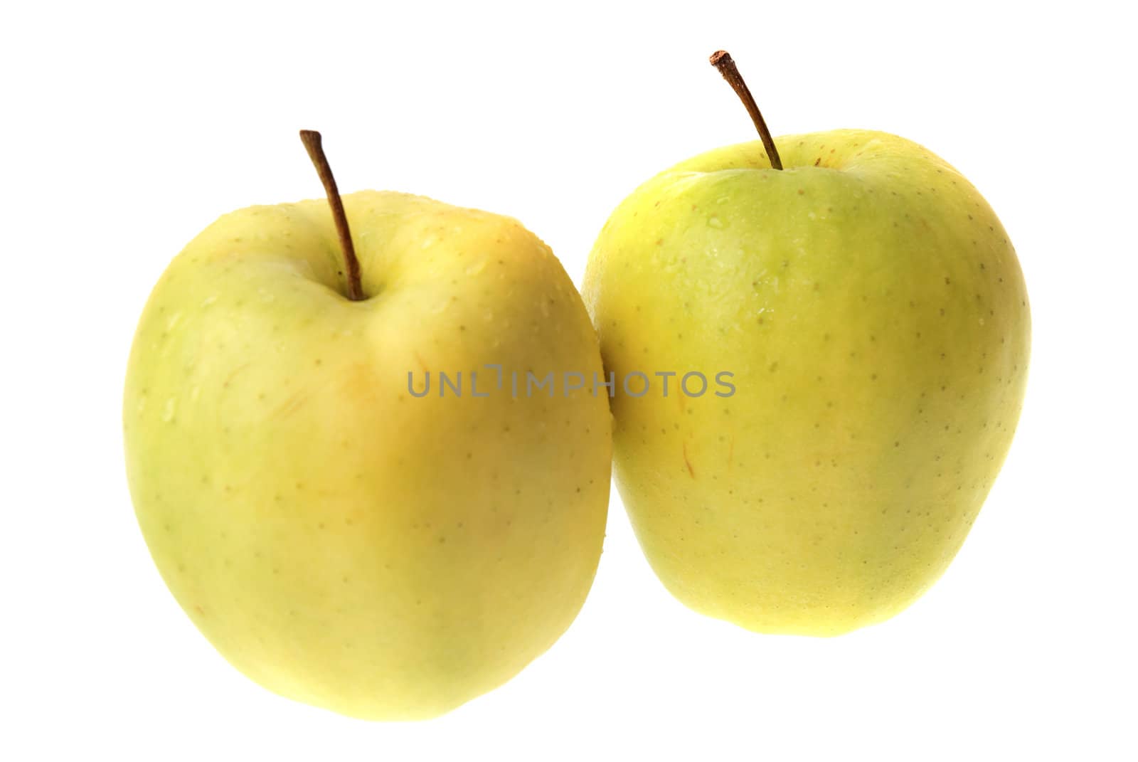 Green apples isolated on white background.