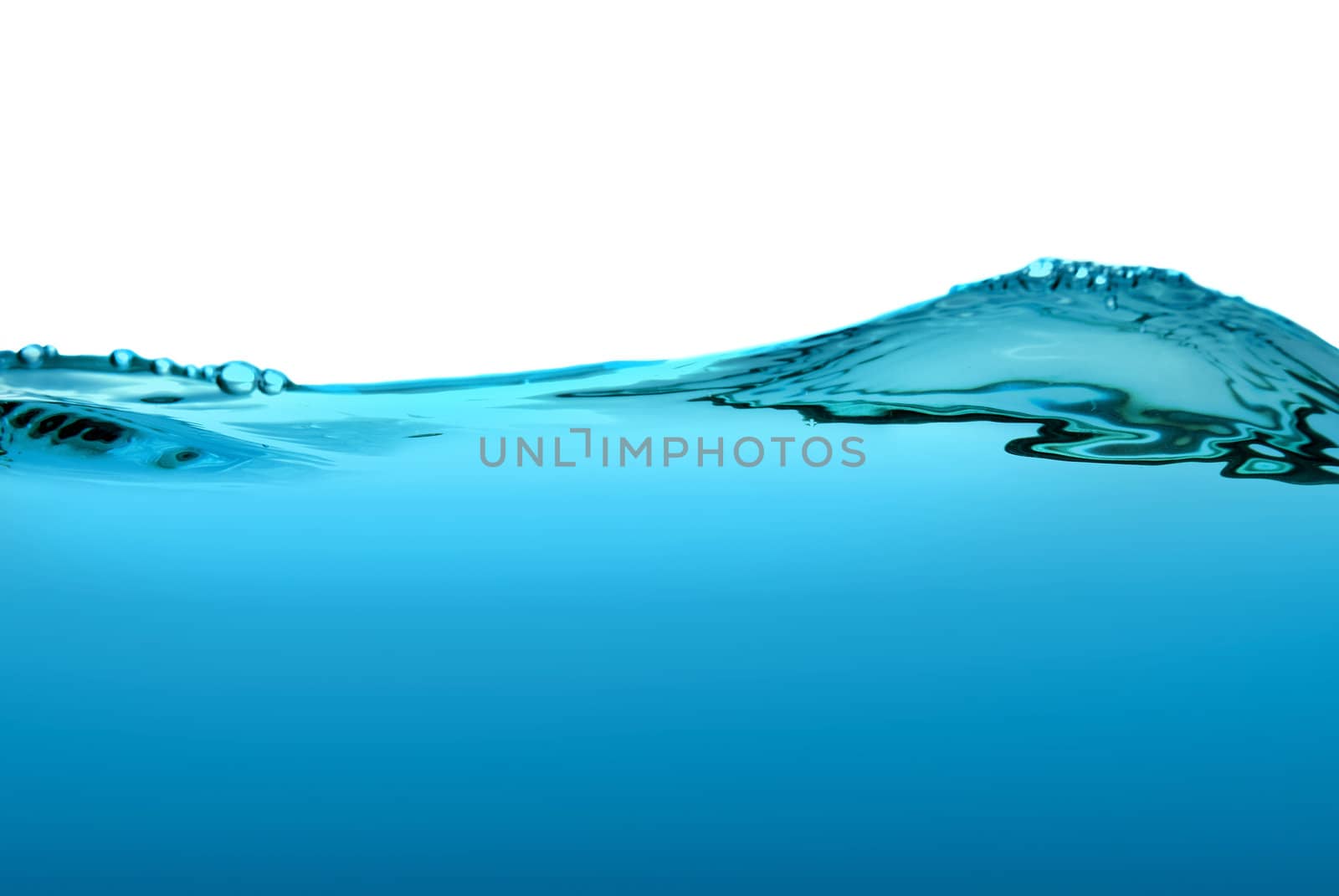 Blue water wave isolated on a white background.