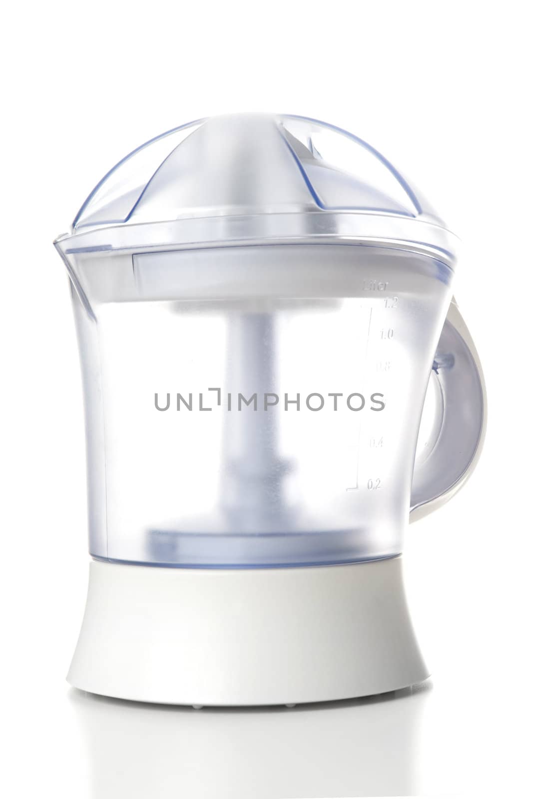 Modern juice extractor isolated on a white background.