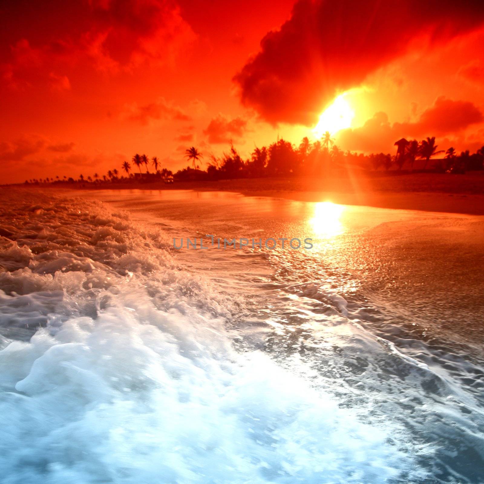 landscape ocean sunrice golden sky