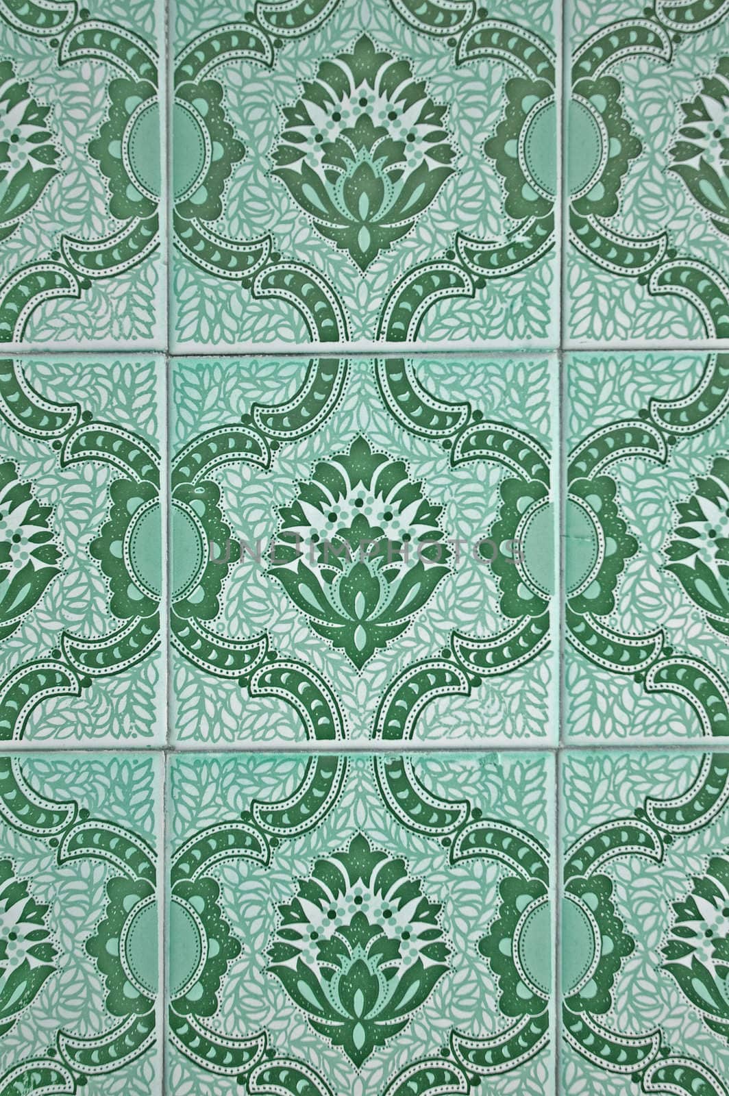 Traditional Portuguese azulejos - painted ceramic tilework.