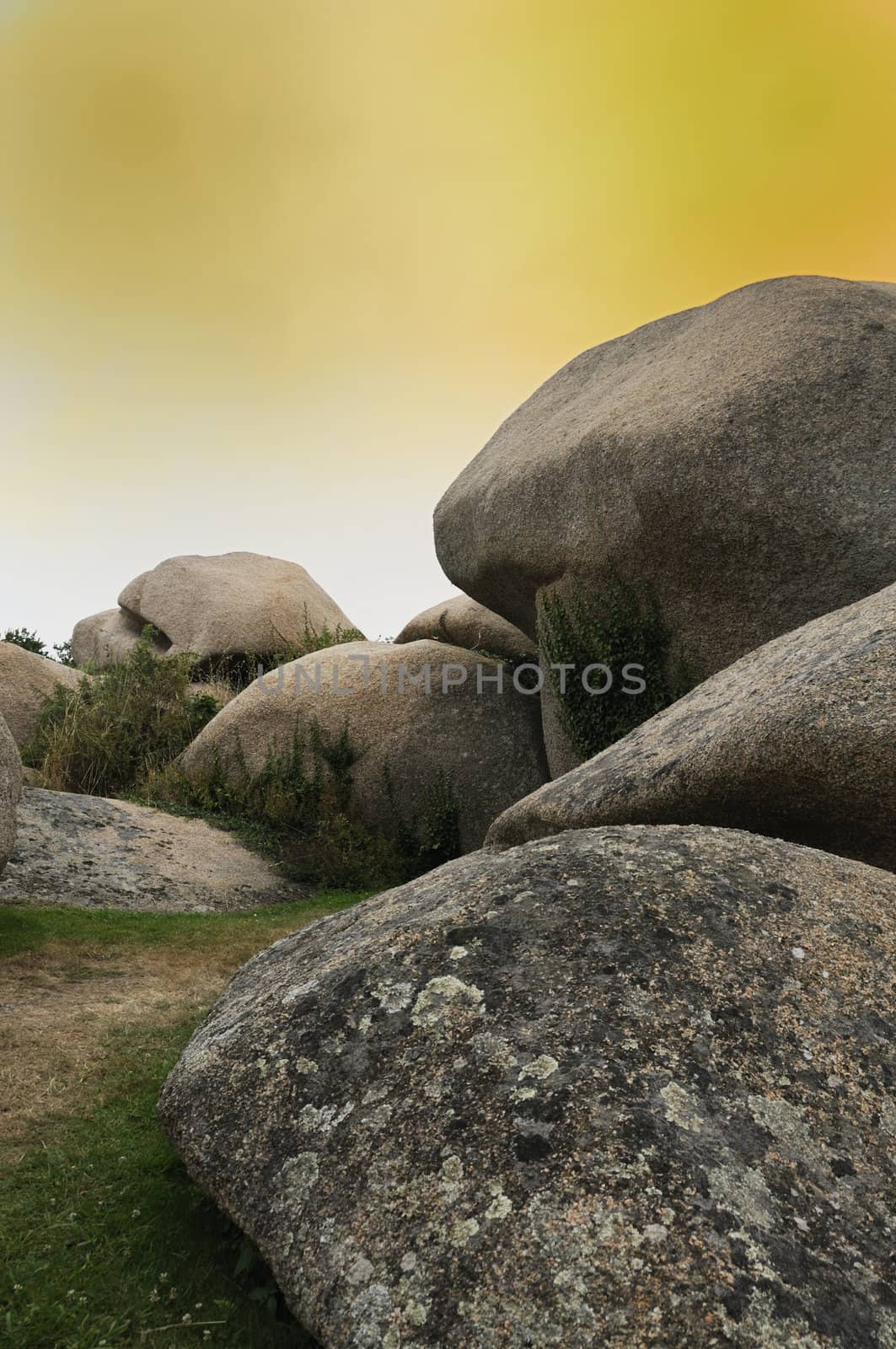 Concept shot of mystical granite rocks in Brittany, France