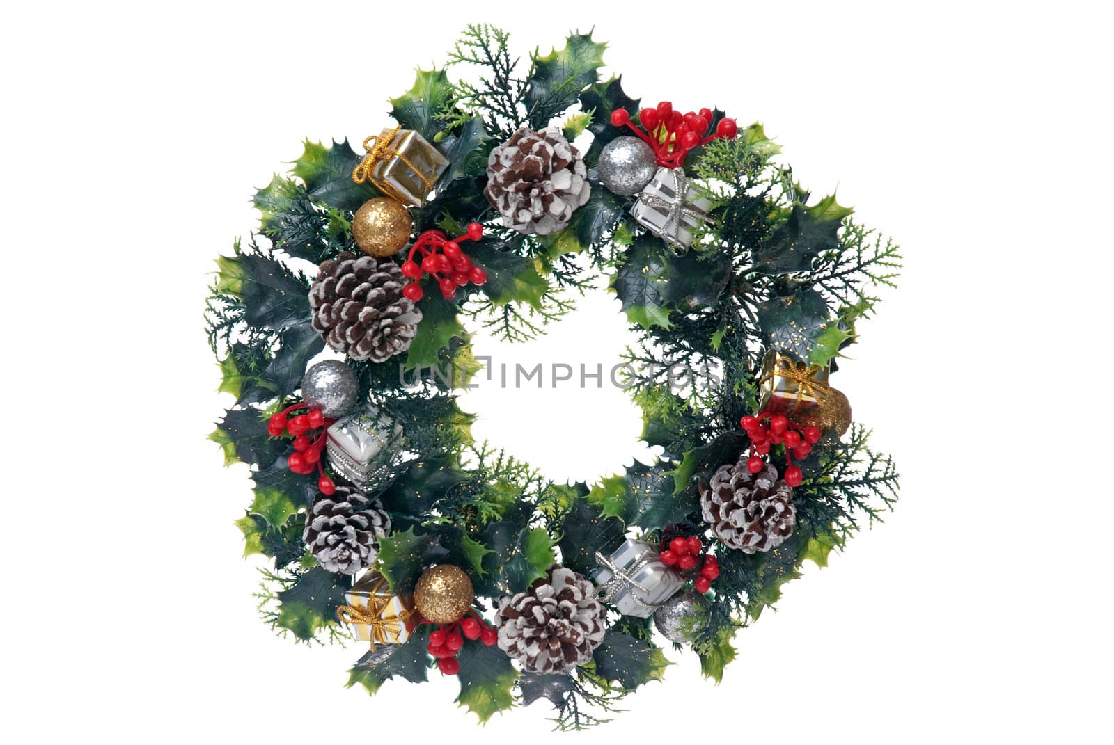 Christmas door garland isolated on white isolated background.