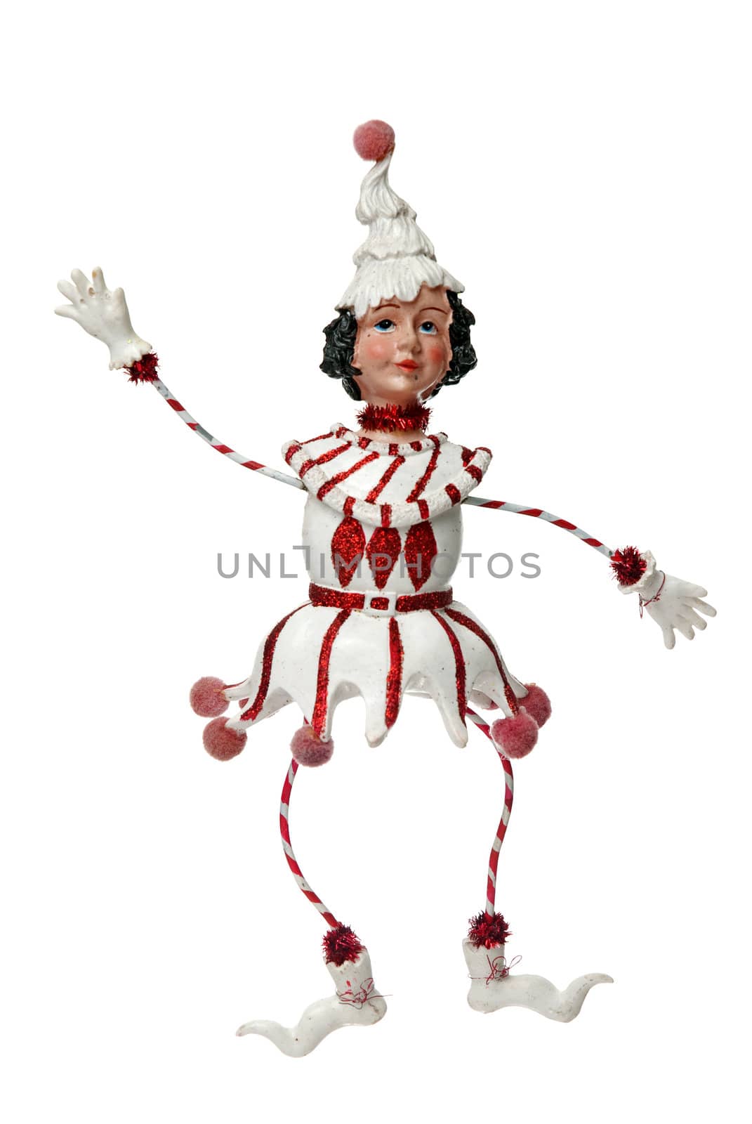 White Christmas doll decoration isolated on white background.