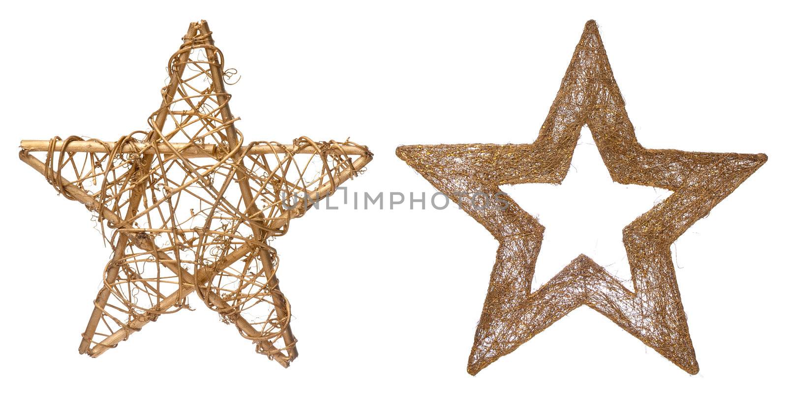 Christmas tree stars decorations isolated on white background.