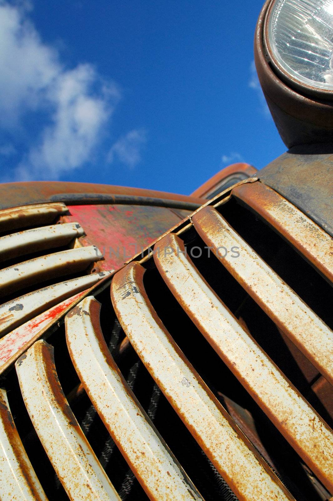 abstract of a vintage pick-up truck grille