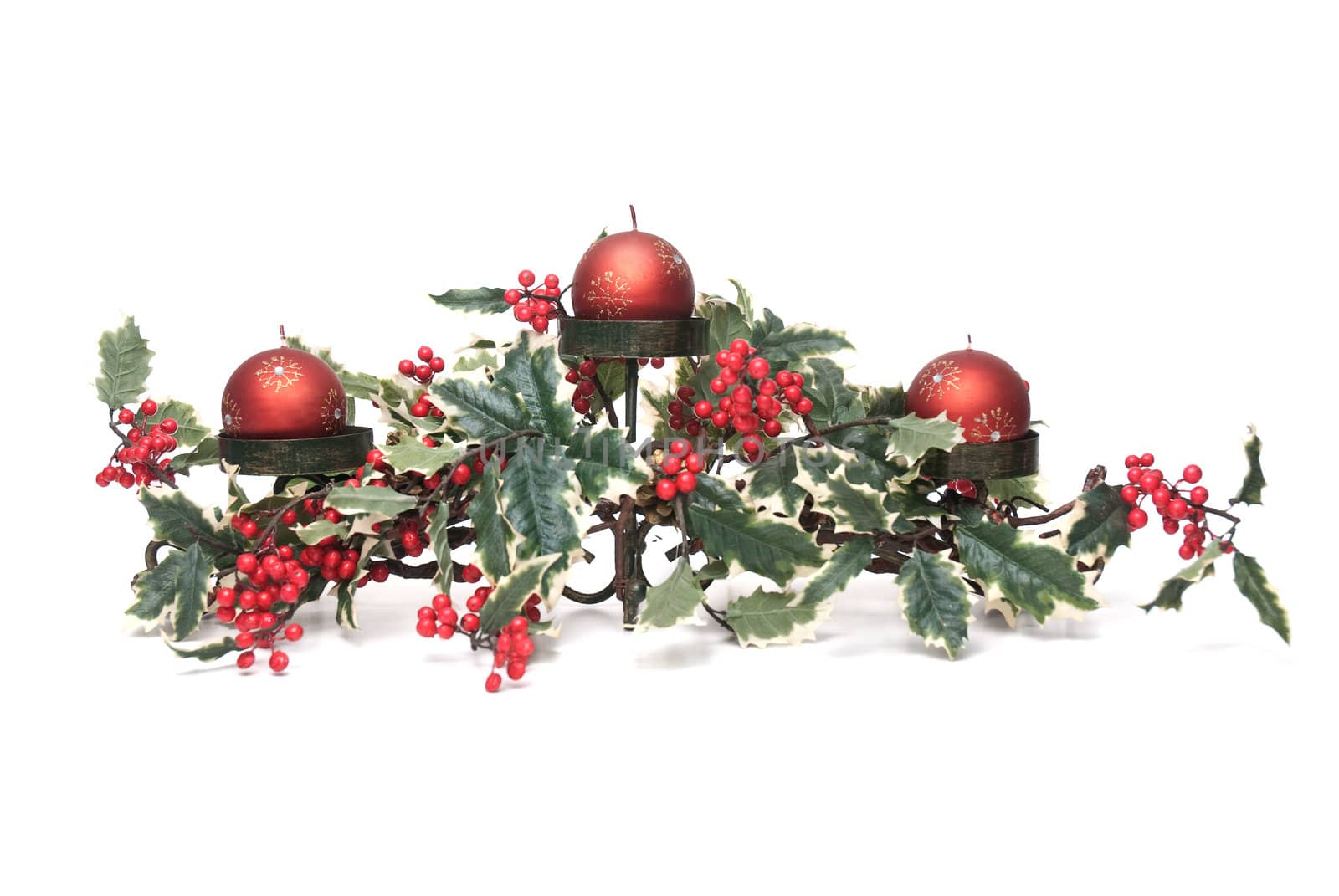 Christmas arrangement isolated on white background.