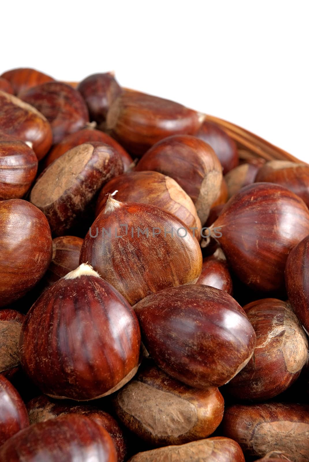 Chestnuts background isolated on white background.