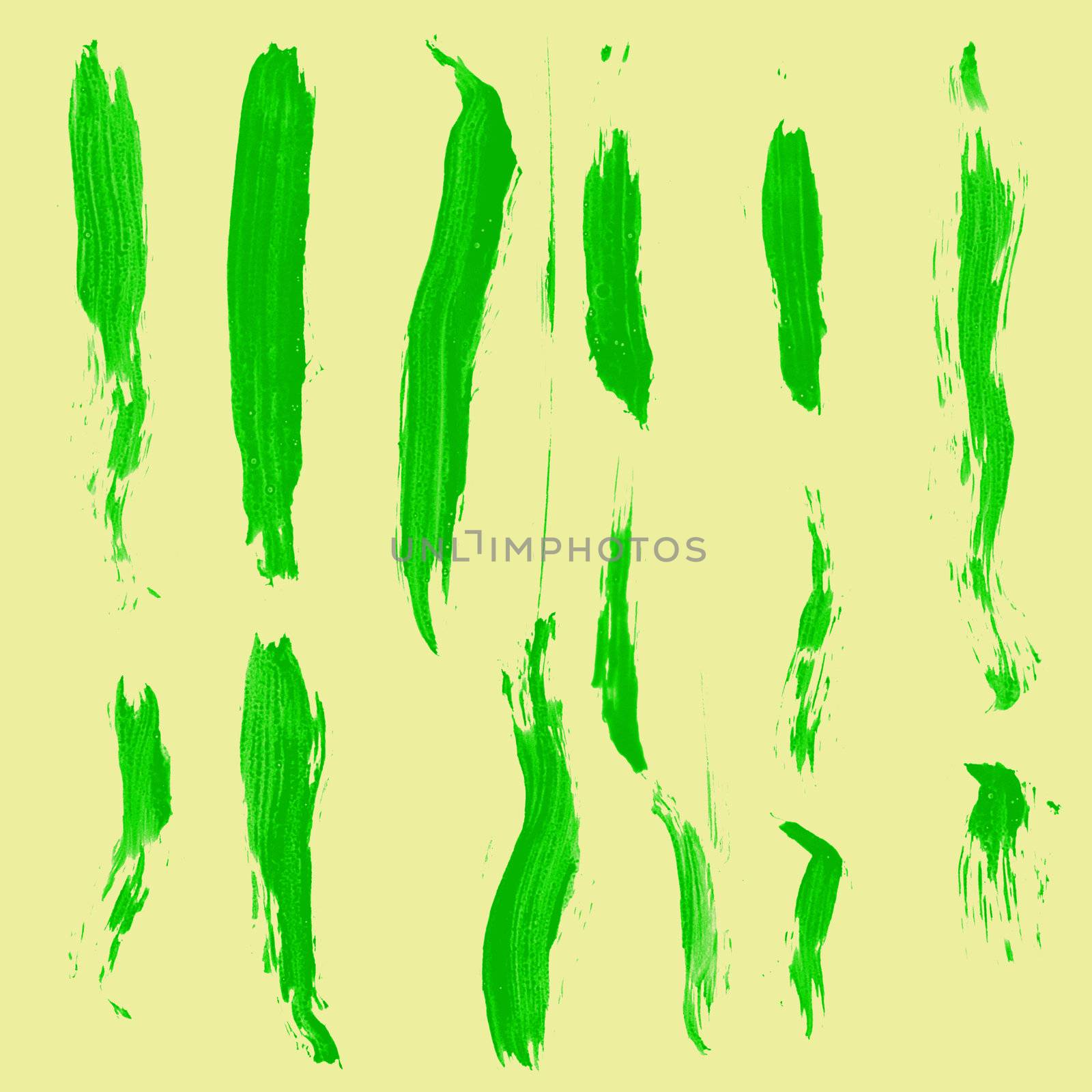 Green brush strokes isolated on Green background.