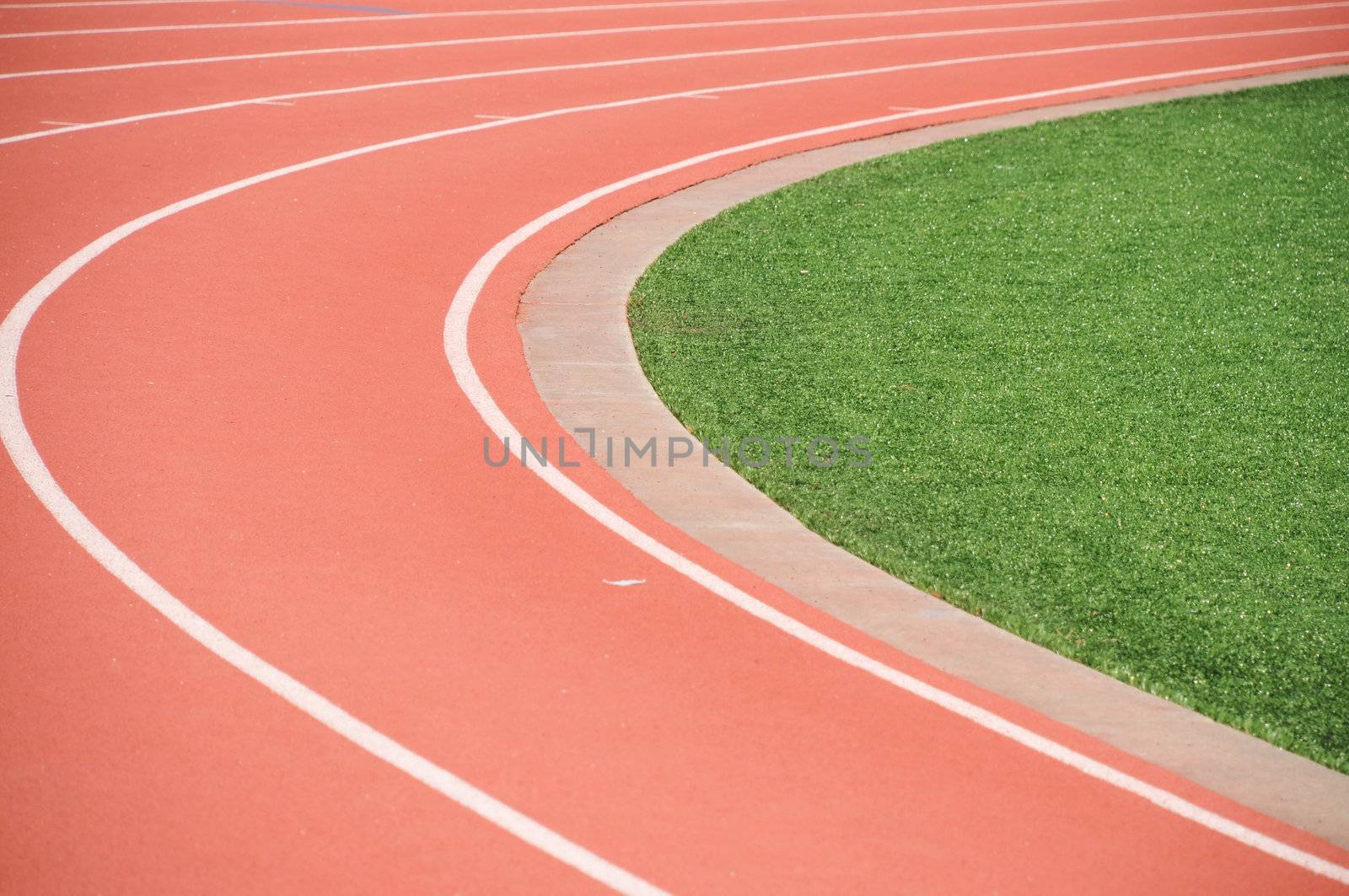 the curve to a runners track showing the inside lane