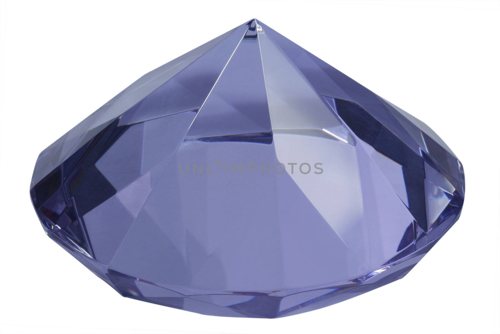 Blue diamond of glass - isolated on white background