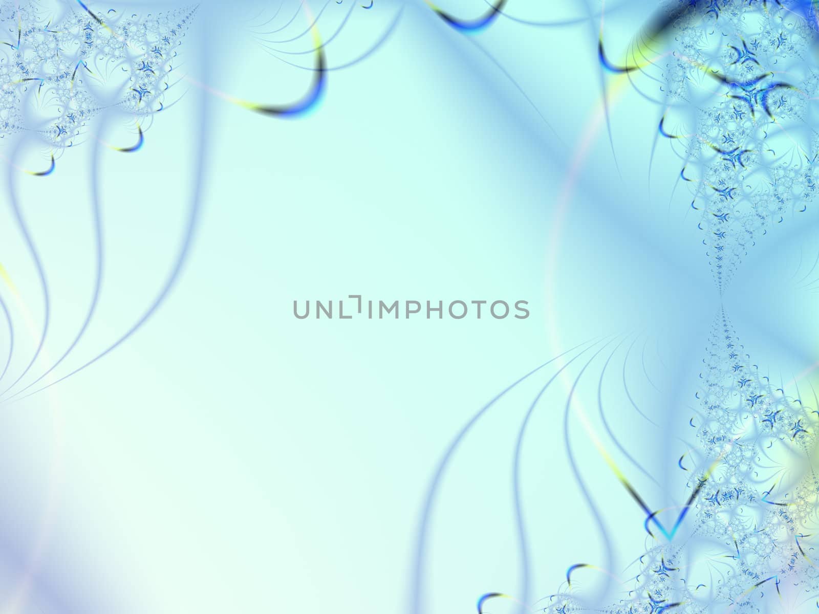 Fractal image with light blue color. Copy space.