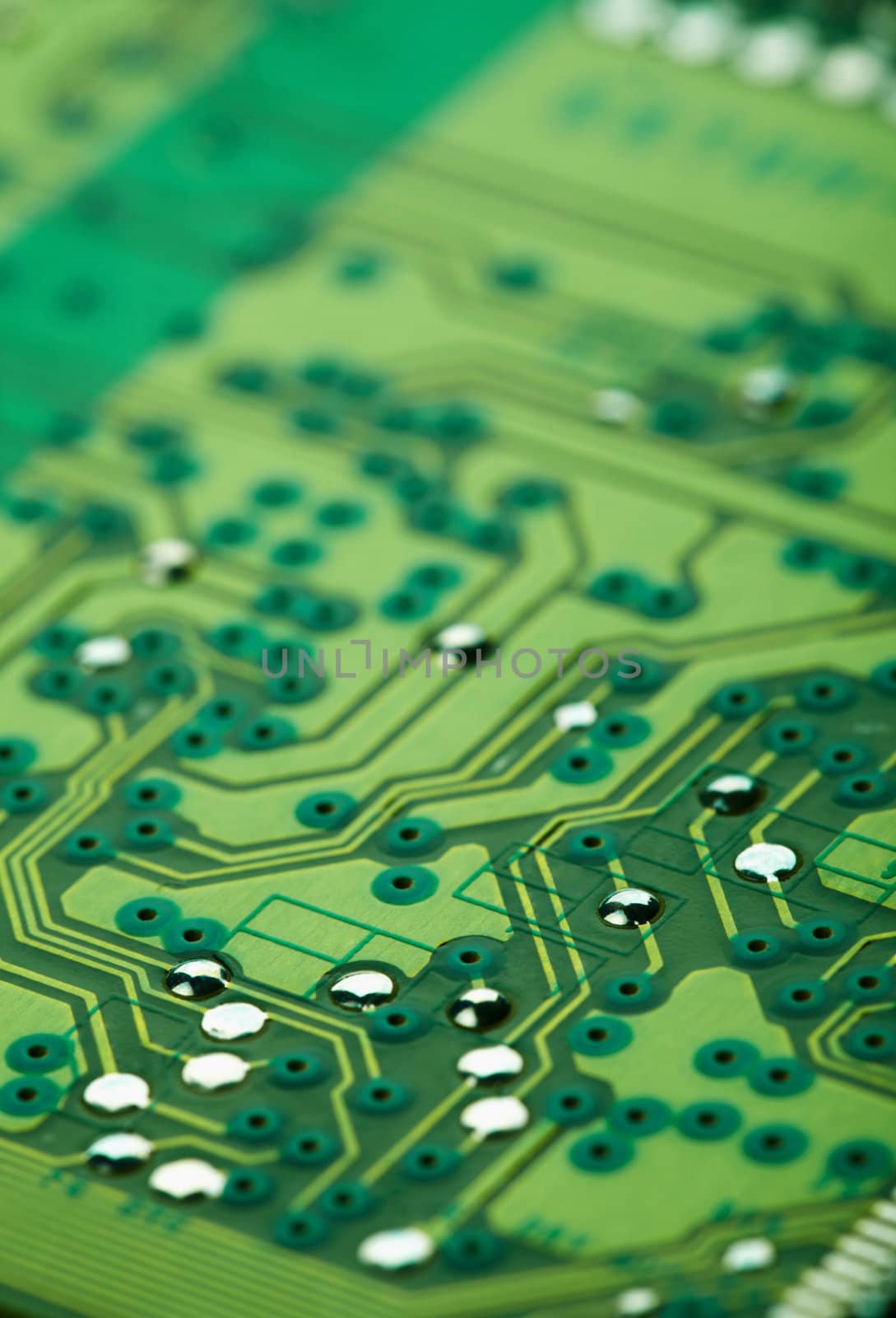 Abstract electronic background - the green printed-circuit board