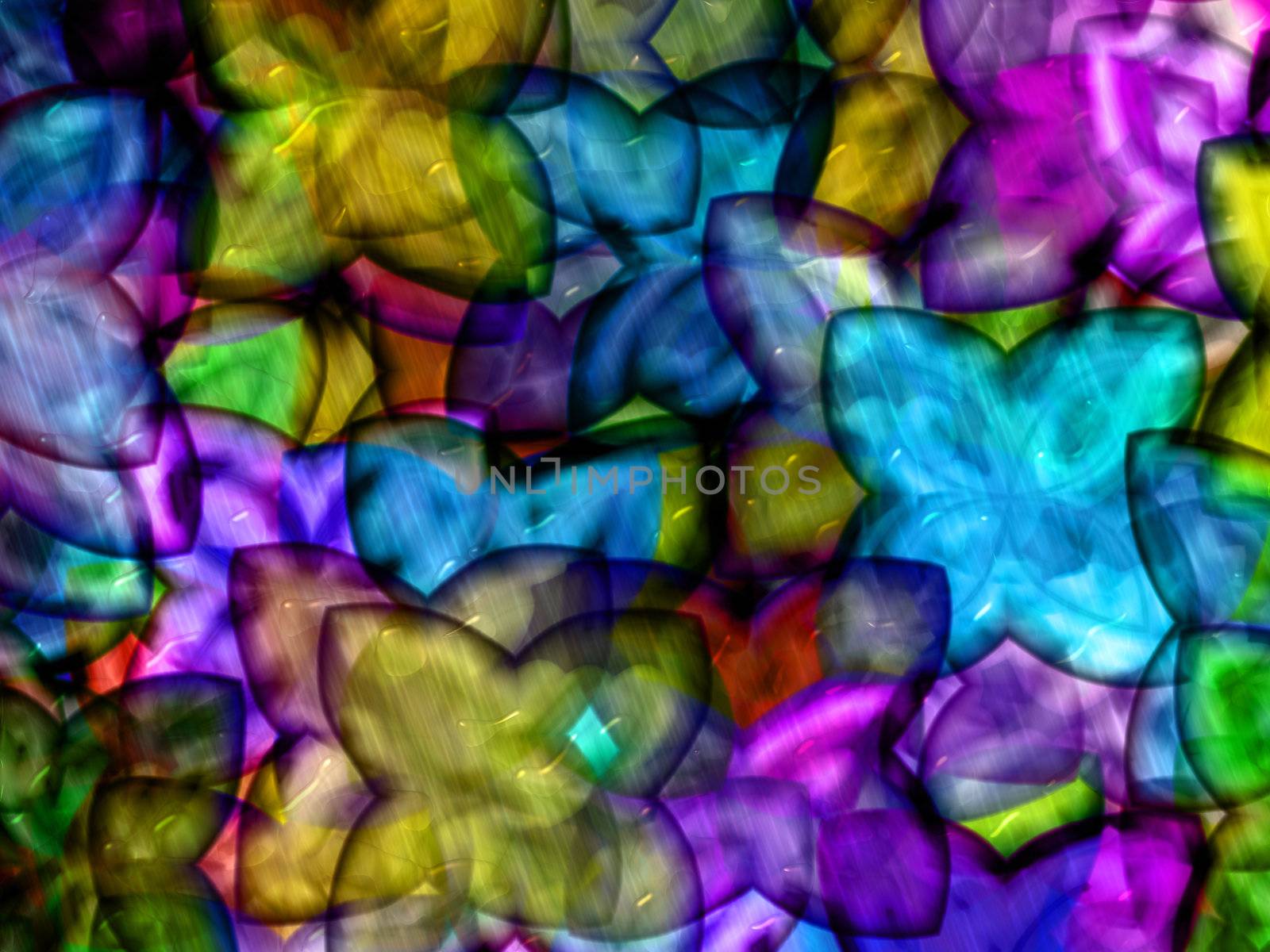 Abstract background with flowers and rain drops