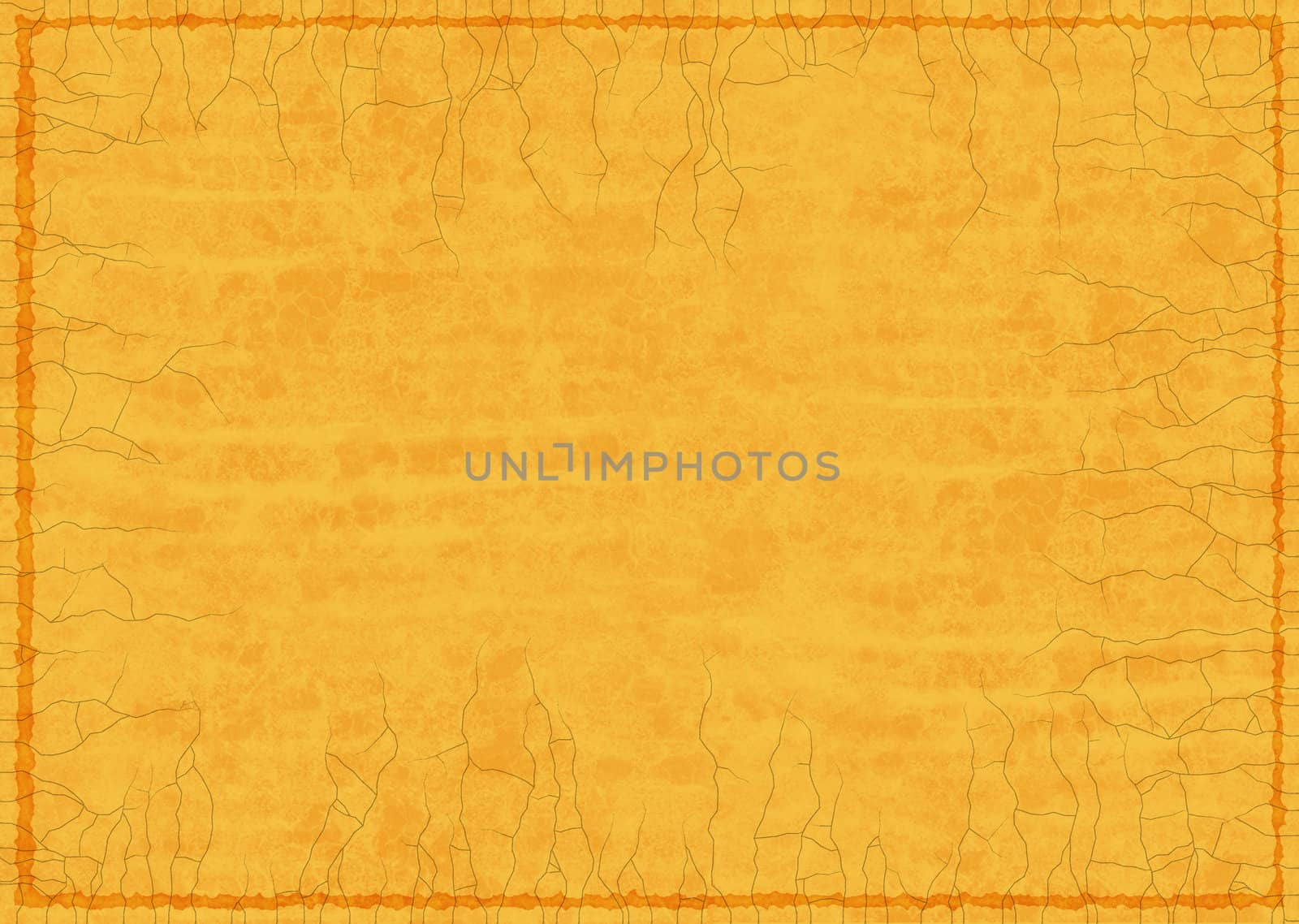 Yellow grunge background with thin burnt frame and thin cracks