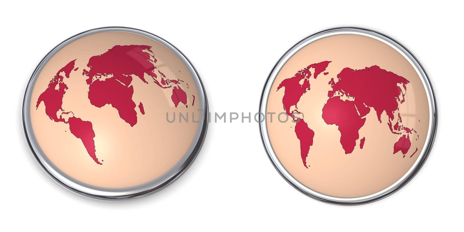 3D Button World Map Red by PixBox