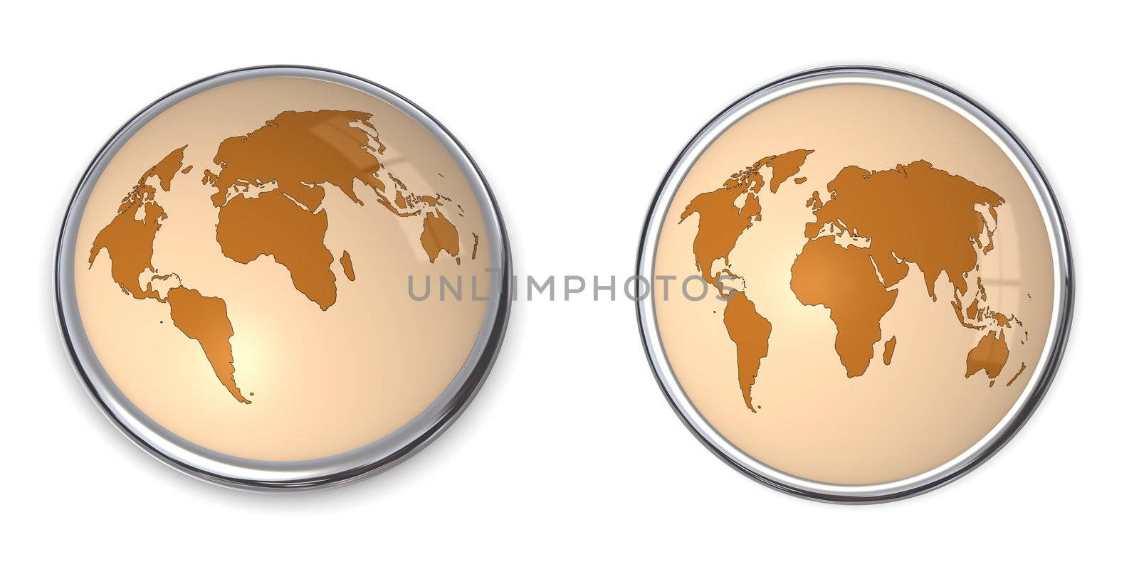 3D Button World Map Brown by PixBox