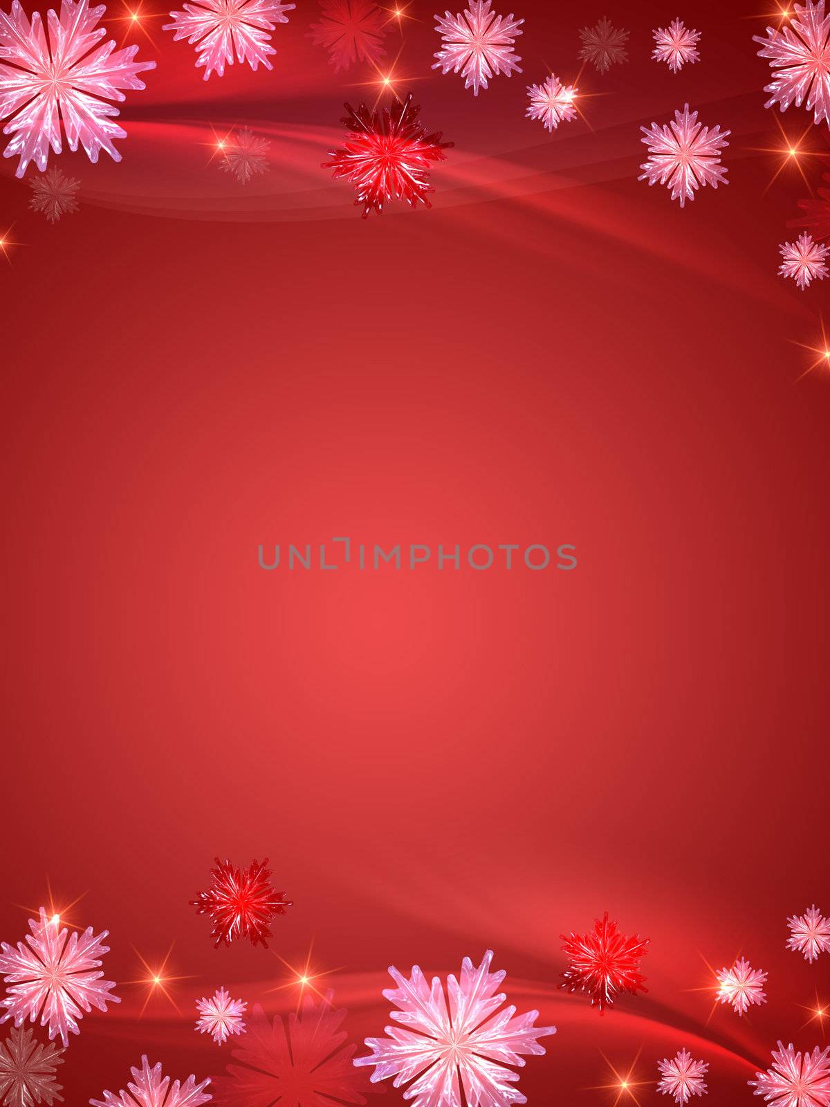 crystal snowflakes red background by marinini