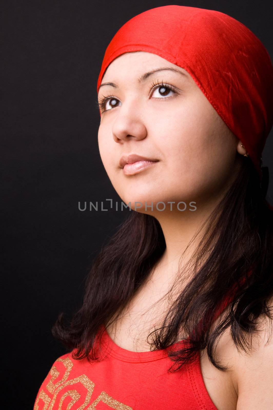 The girl in a red scarf by andyphoto