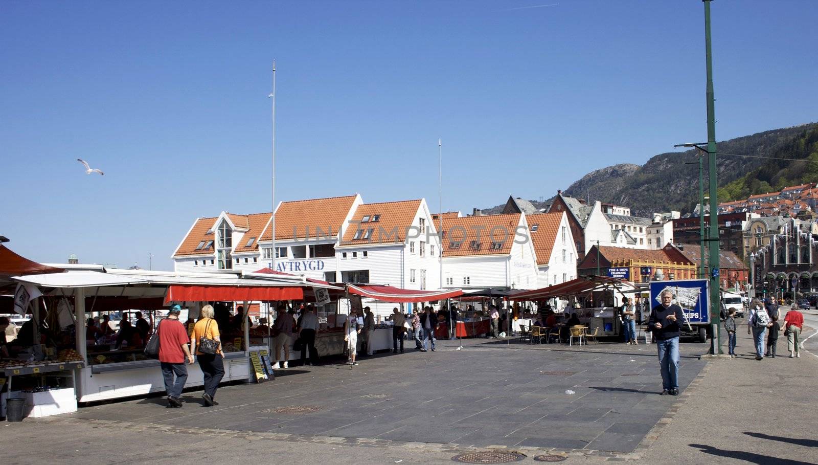 Popular fish market in Bergen. 
