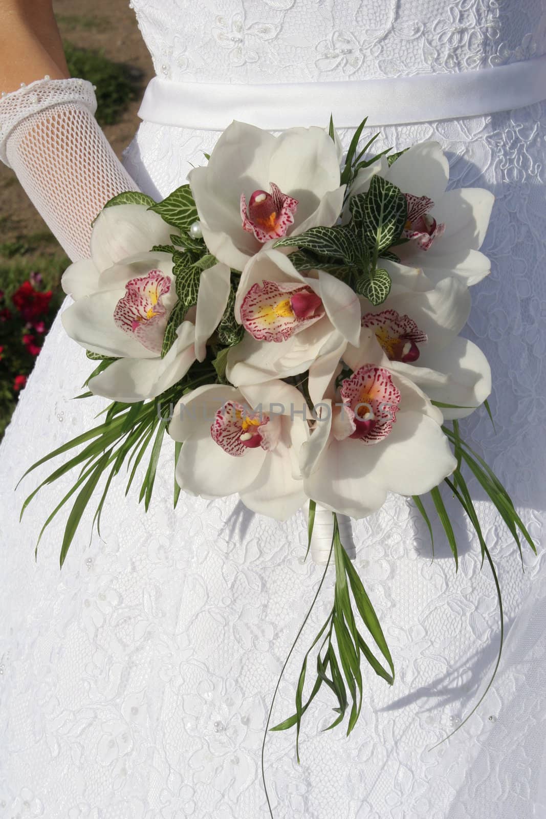 Bride with orchid flowers