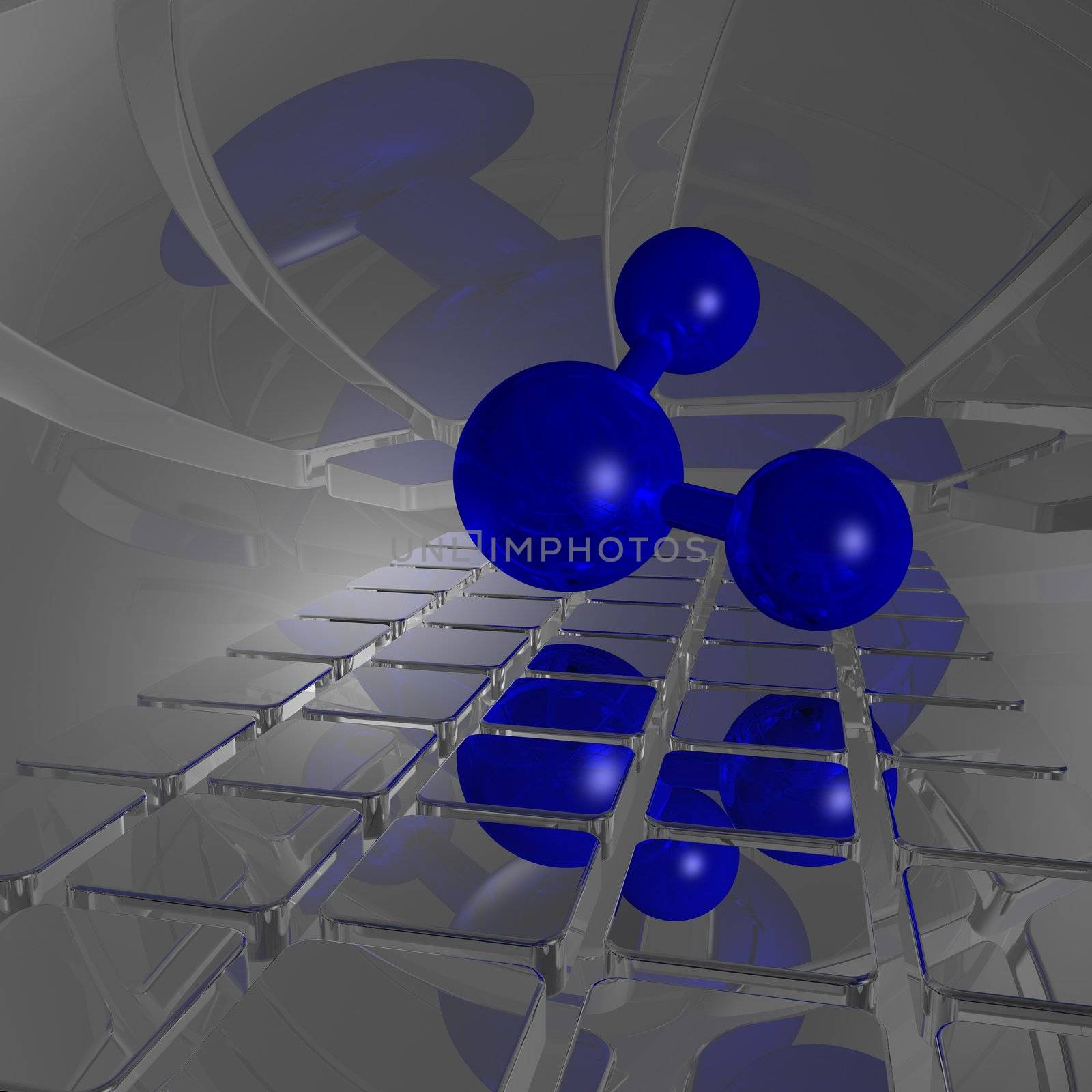 h2o molecule in futuristic space - 3d illustration