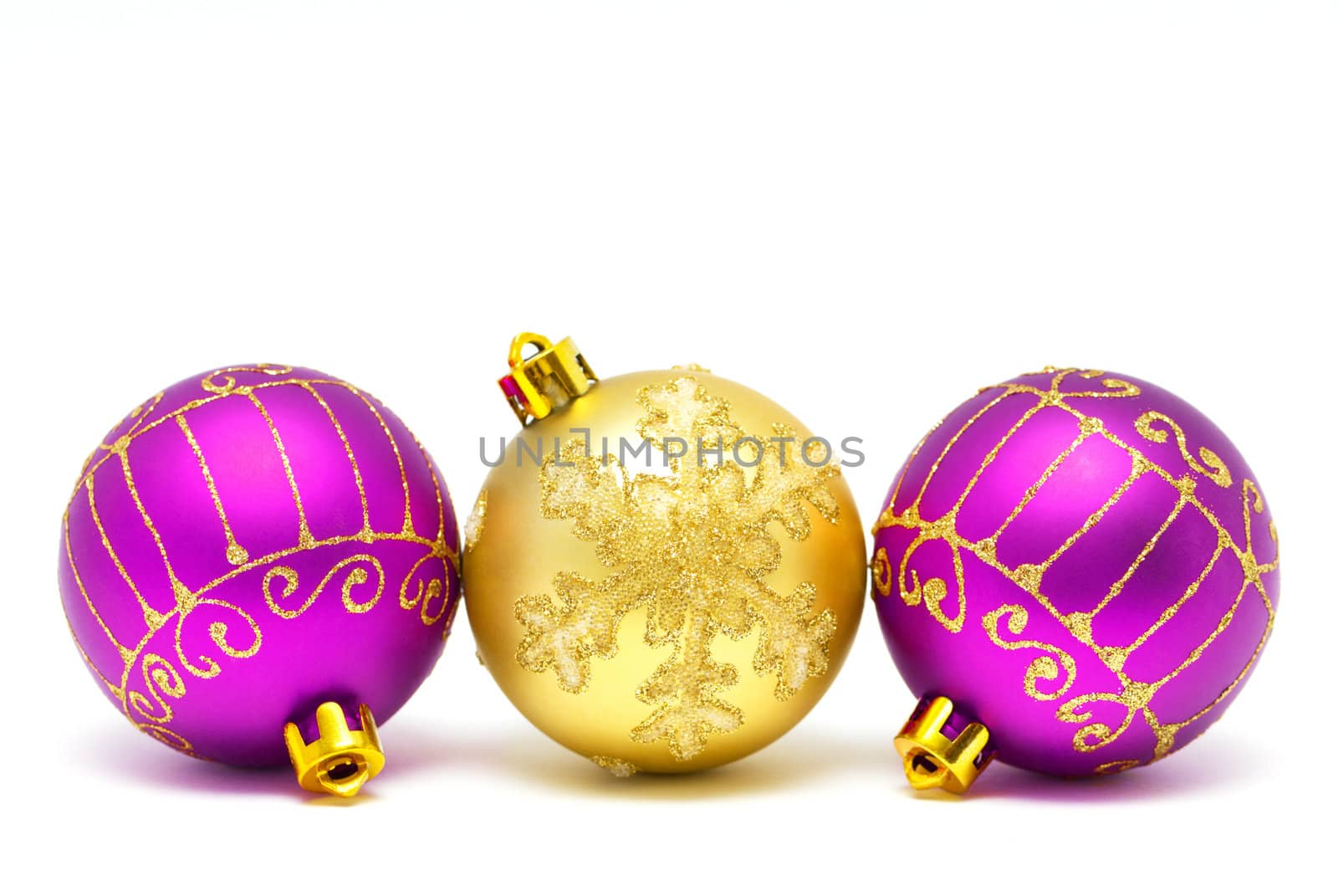 Christmas decorations - balls on a white background with space for text