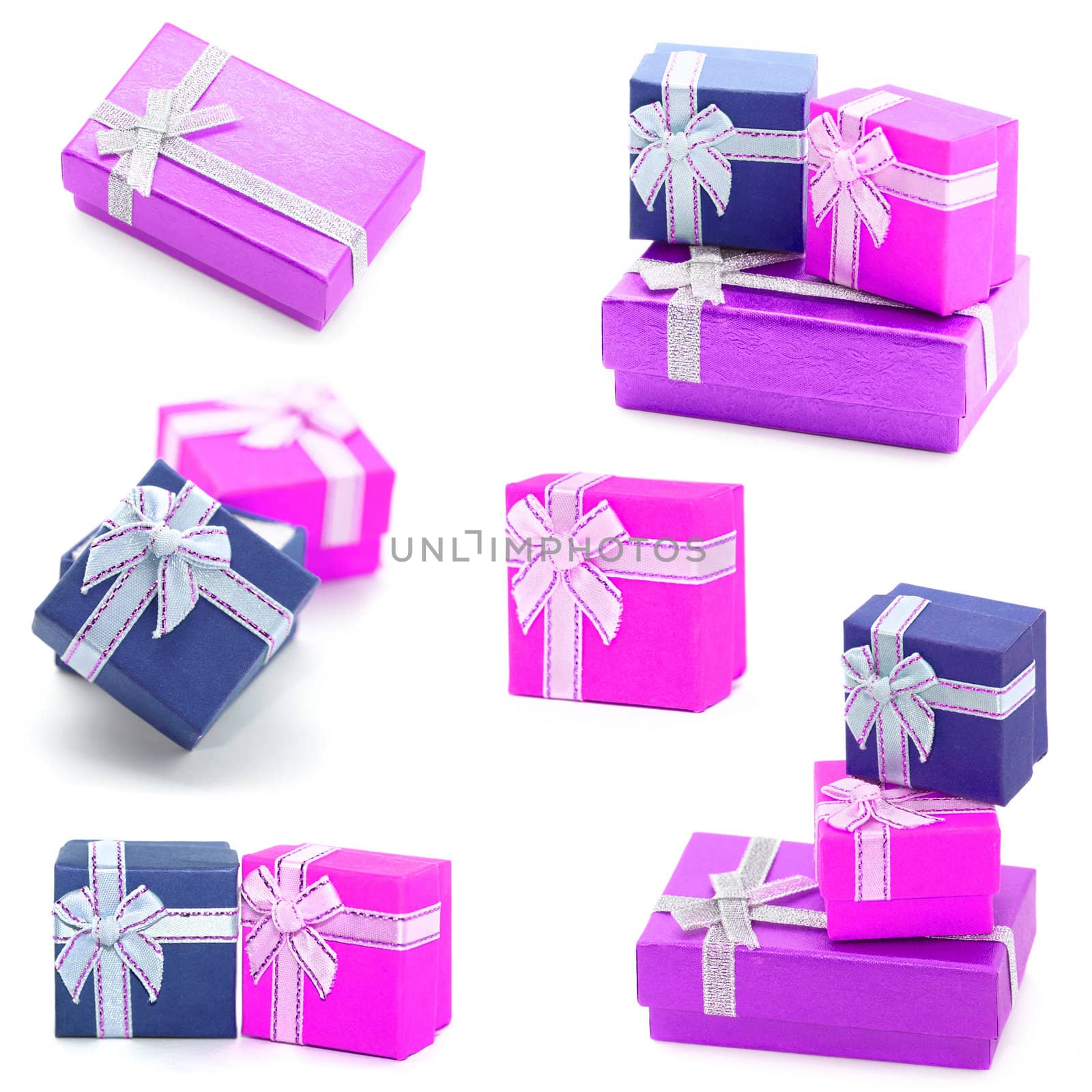 Gift boxes collection isolated on white background