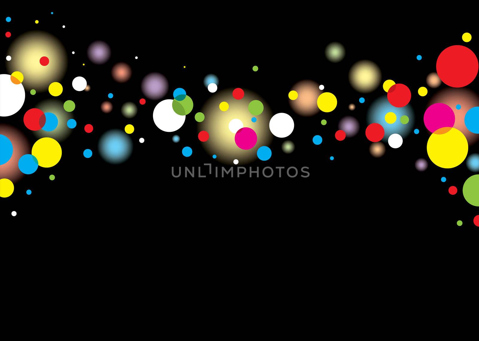 Colorful bubble wave with black background and blank space