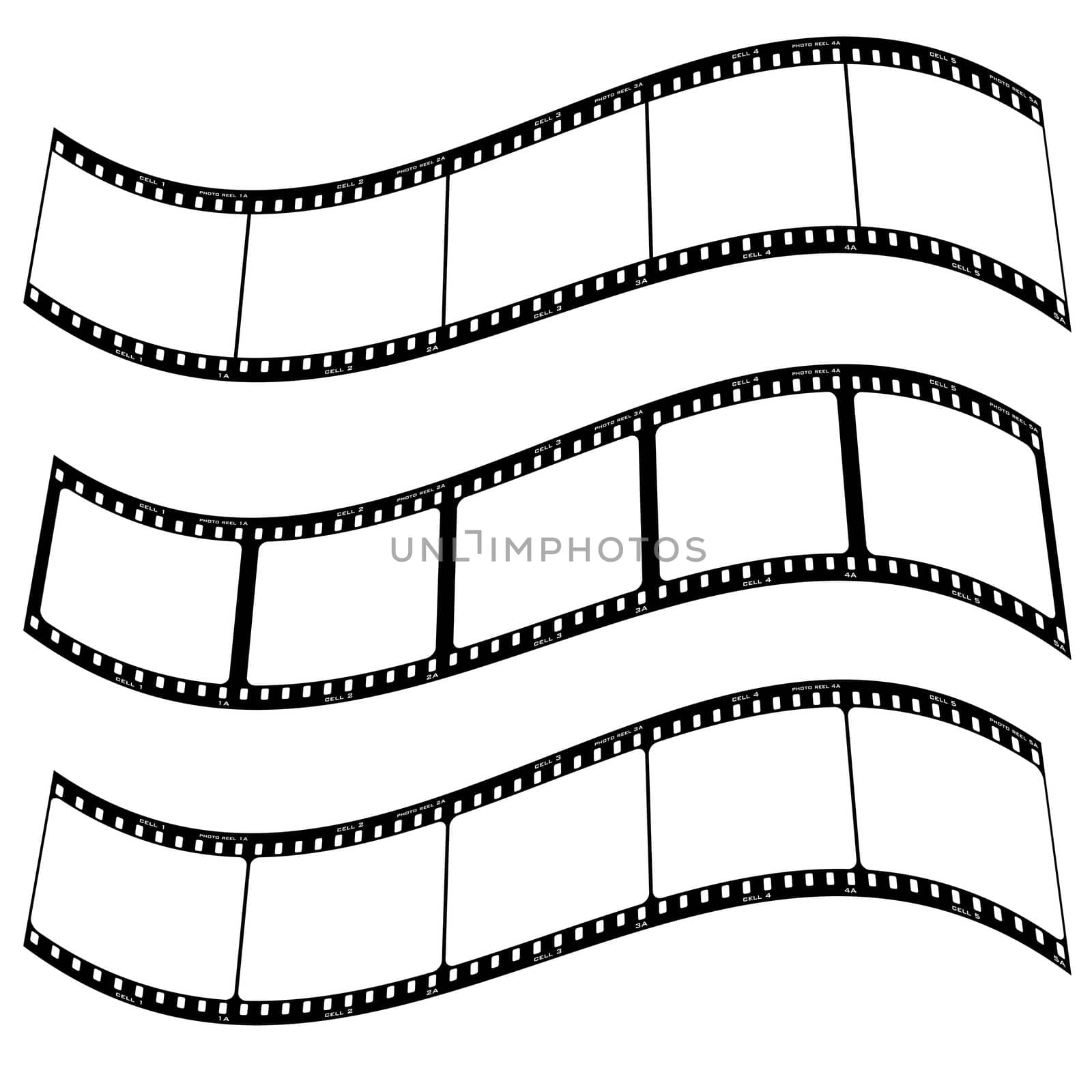 Three blank film strips with room to addd your own copy twisted