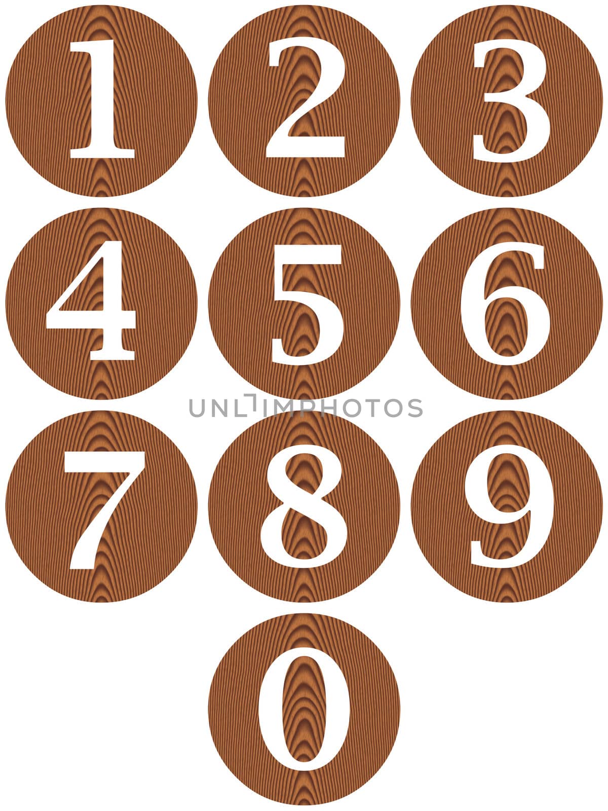 Wooden framed numbers isolated in white