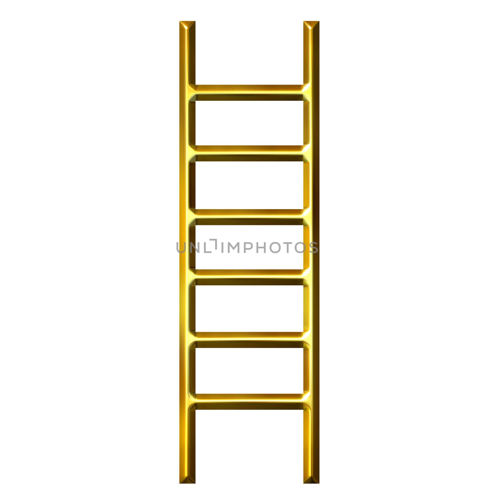 3d golden ladder isolated in white