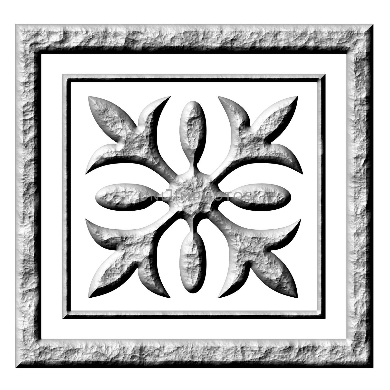 3d stone ornament isolated in white