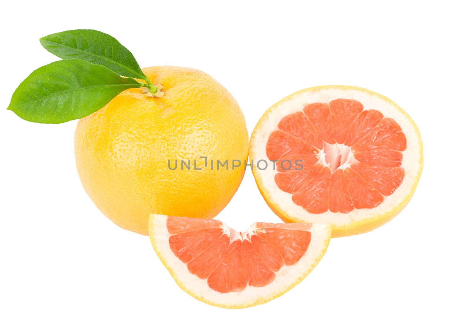 close-up red grapefruit, isolated on white