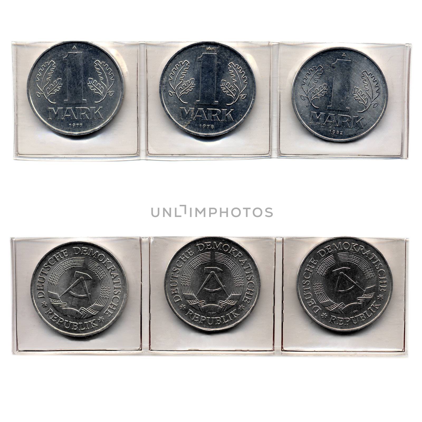 Collection of 1 Mark coins from the DDR (East Germany) - Note: no more in use since german reunification in 1990